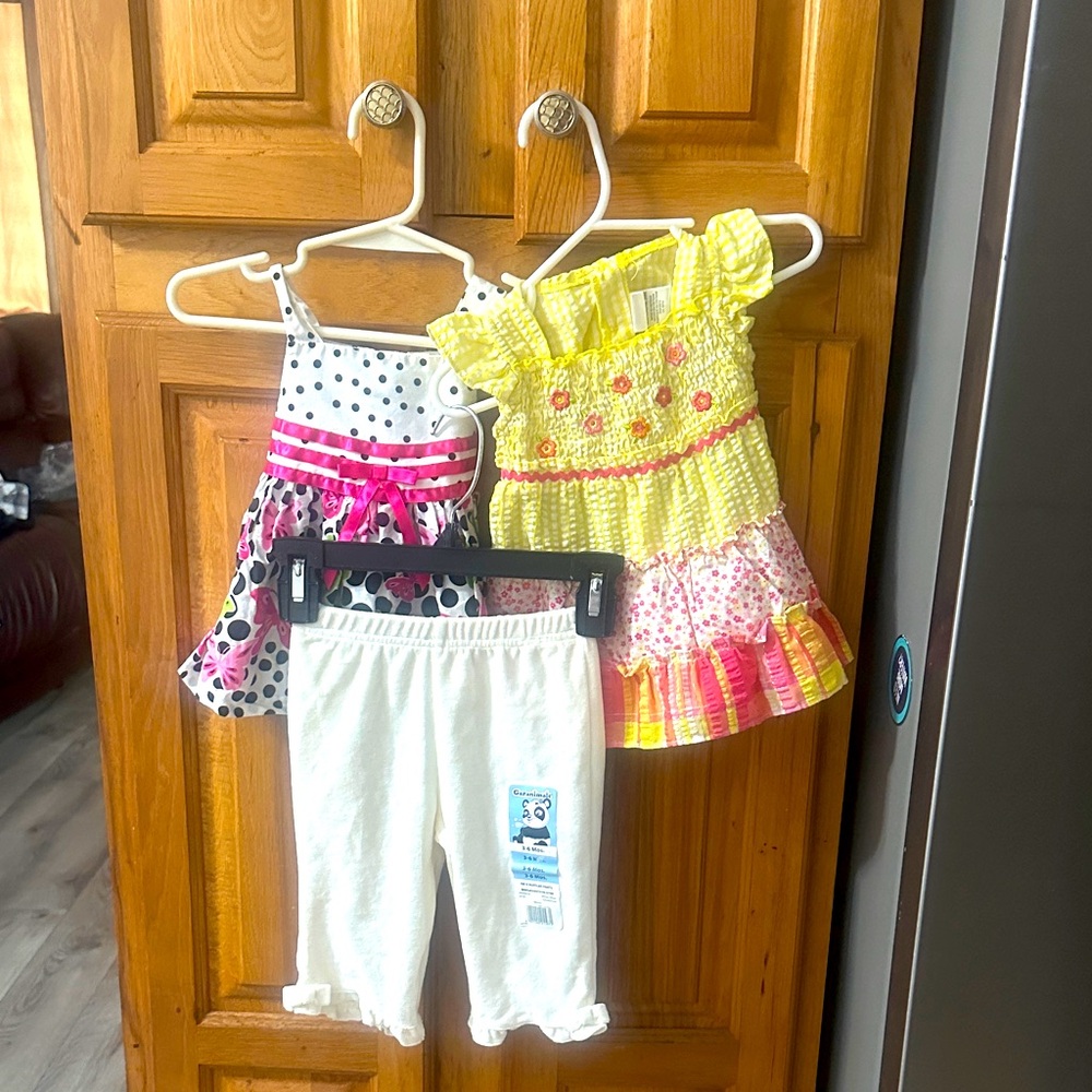 Bundles 3 Polka Dot and Gingham Toddler Dress Set Sz 3/6 months